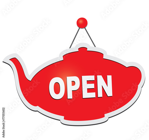 Sign in the form of a teapot - open