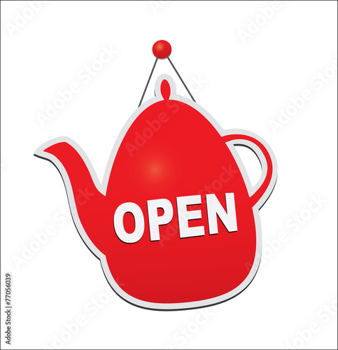 Sign in the form of a teapot - open