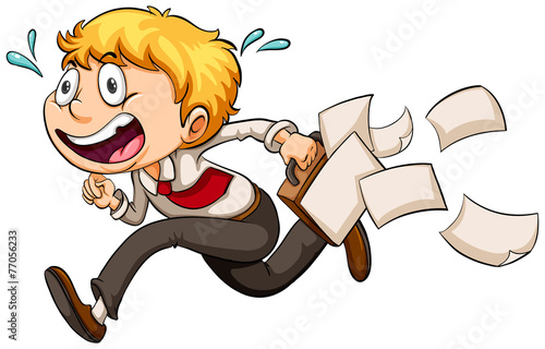 A boy in a hurry