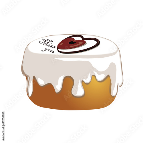 pasticcino isolato con cuore e scritta miss you