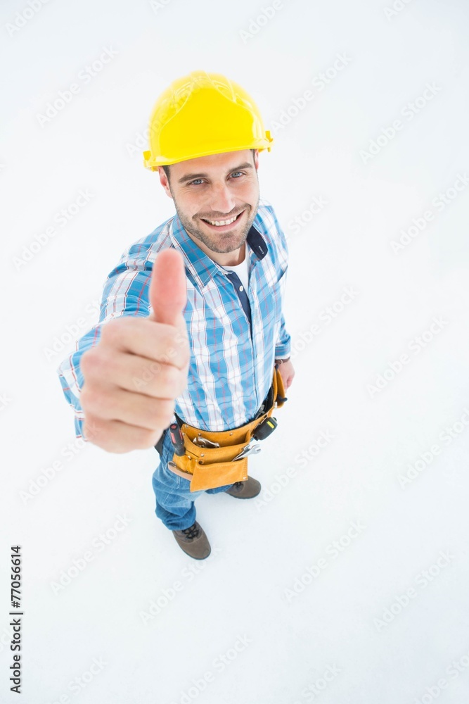 Happy carpenter showing thumbs up Happy carpenter showing thumbs up