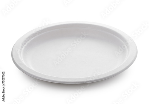 white paper plate isolated on white background