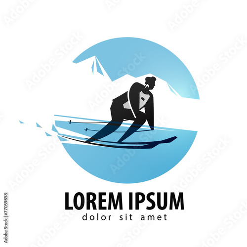 skier vector logo design template. skis or  sports icon.