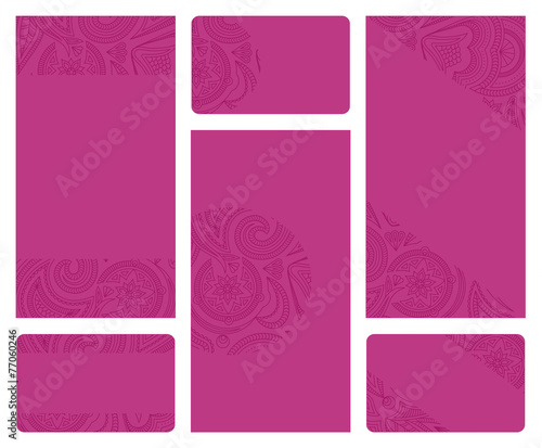 Set of pink leaflet and business card templates.