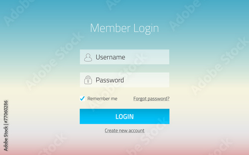 Modern member login website form with tranparent effect