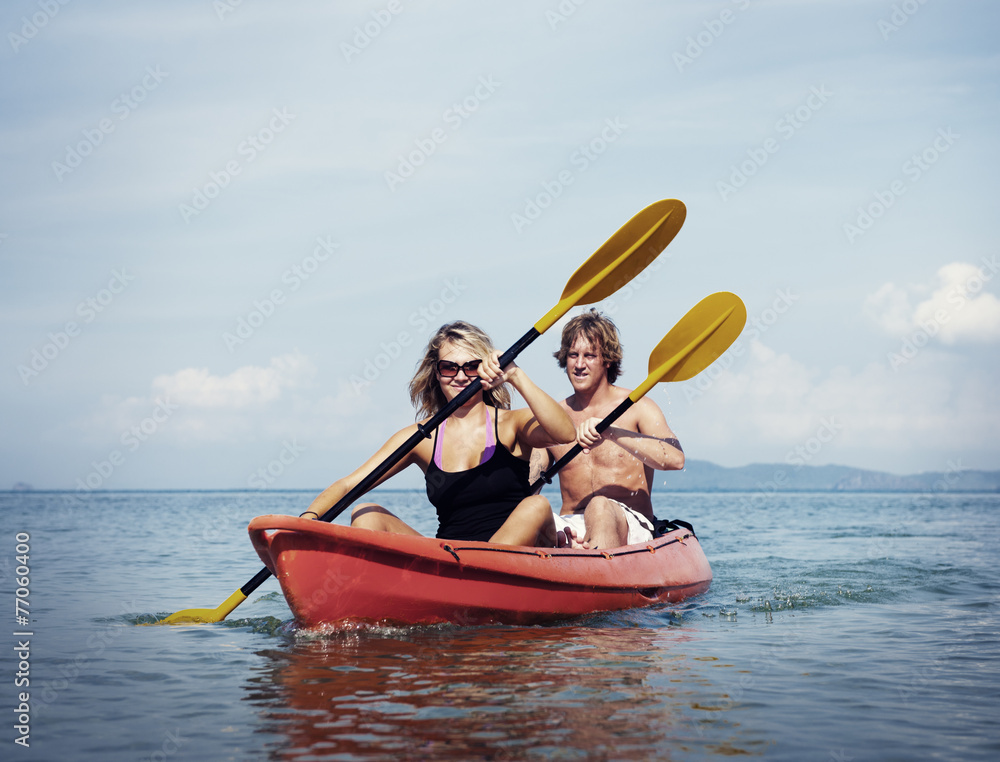 Kayaking Adventure Happiness Recreational Pursuit Couple Concept