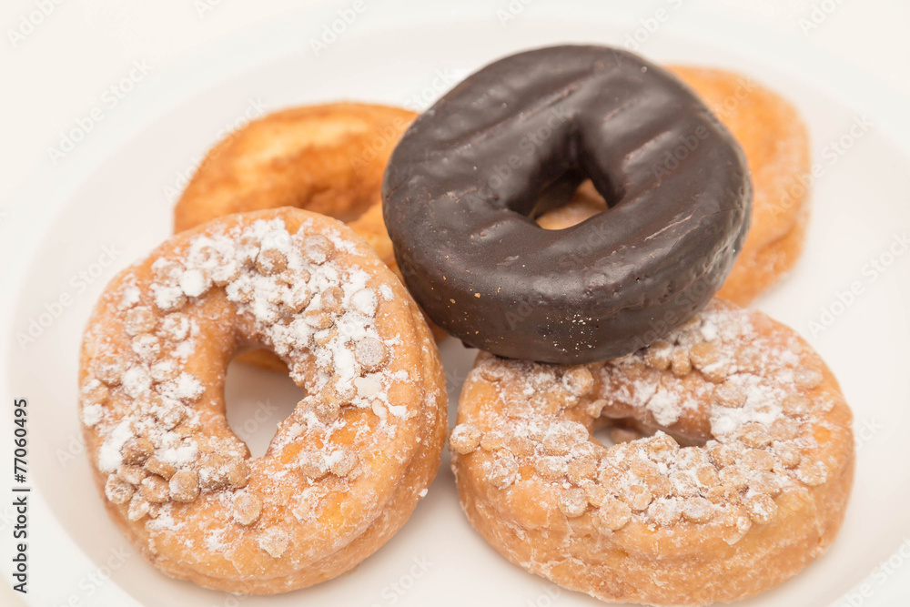 Donut Variety on White Plate Donut Variety on White Plate