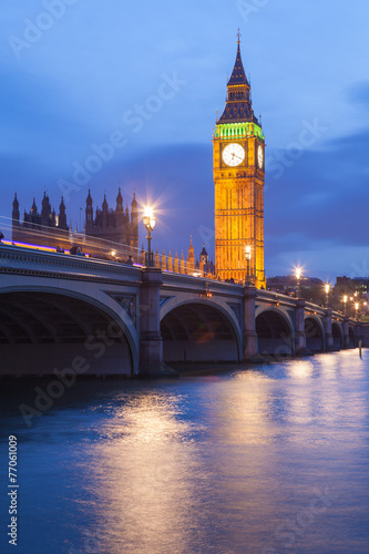 The Palace of Westminster Big Ben at night, London, England, UK.