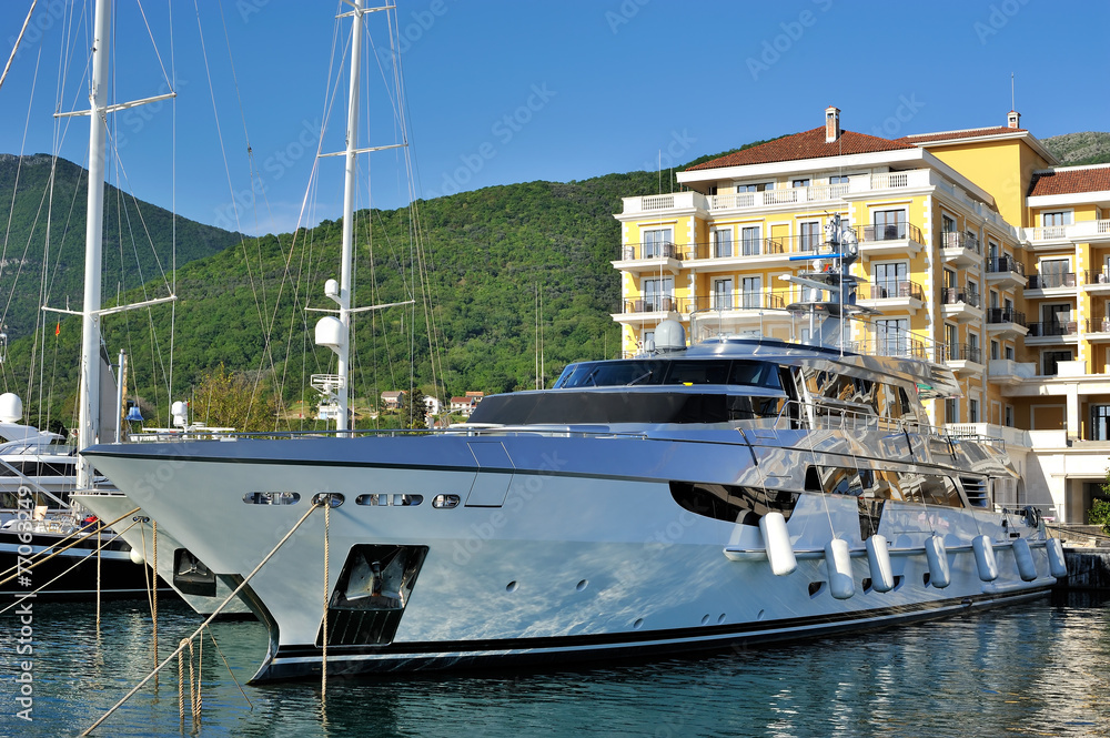 Boats in luxury marina