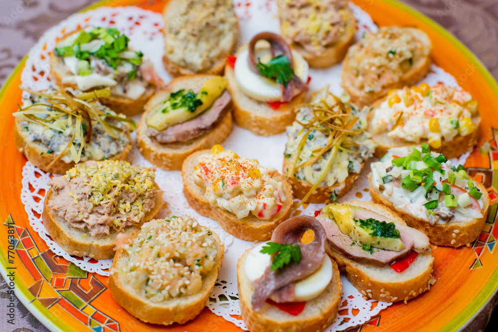 Appetizers with cheese and ham vegetables Appetizers with cheese and ham vegetables