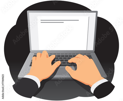 Businessman hands are typing on laptop keyboard photo