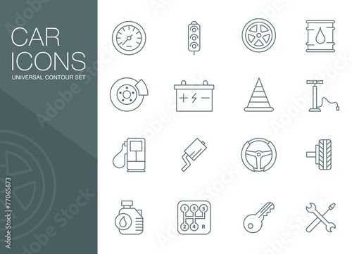 Auto mechanic related icons silhouettes.