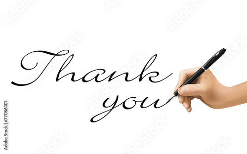 thank you words written by 3d hand