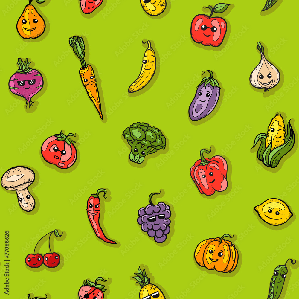 Illustration of fruits and vegetables pattern Illustration of fruits and vegetables pattern