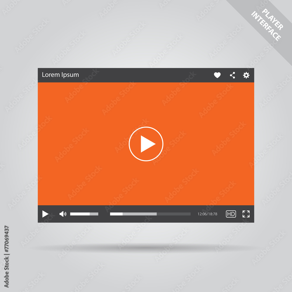 Modern flat video player interface