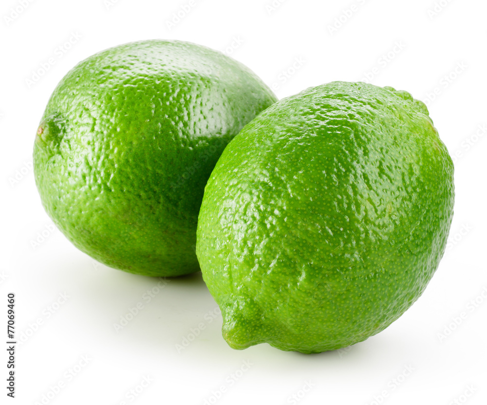 Lime. Two citrus fruit isolated on white background. Lime. Two citrus fruit isolated on white background.
