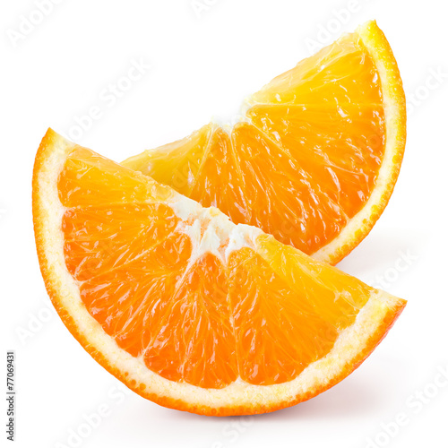 Orange fruit. Slices isolated on white