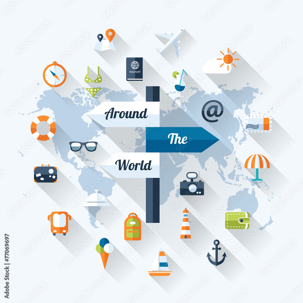 Illustration of vector travel flat design composition Illustration of vector travel flat design composition