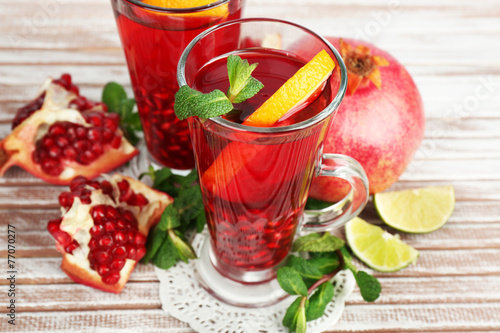 Wallpaper Mural Pomegranate drink in glasses with mint and slices of orange Torontodigital.ca