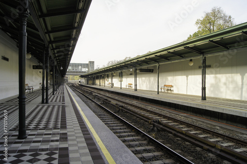 station on the railroad with a canopy
