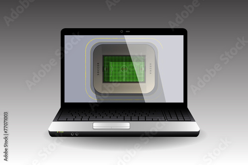 PC with a Soccer Field on the Screen
