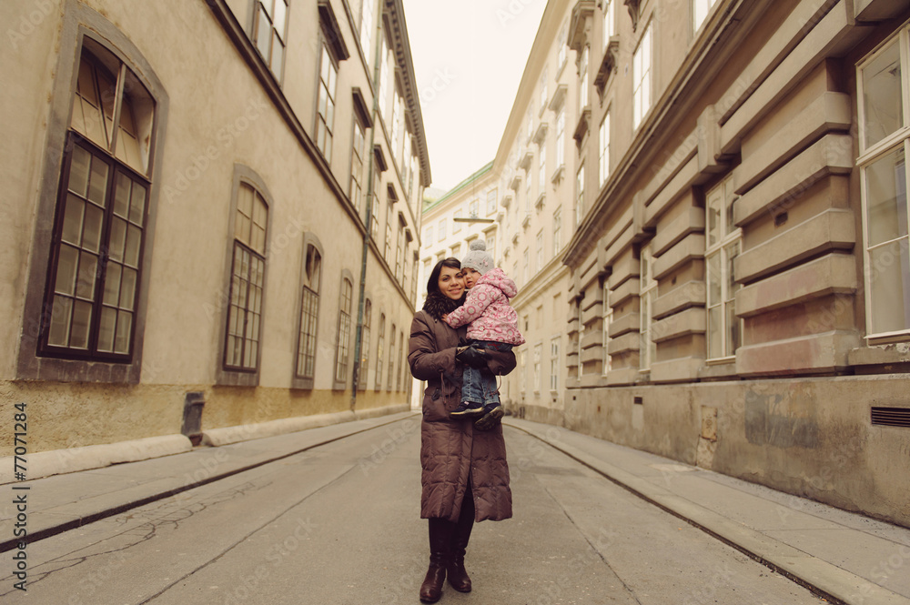 Woman with Daughter on Road