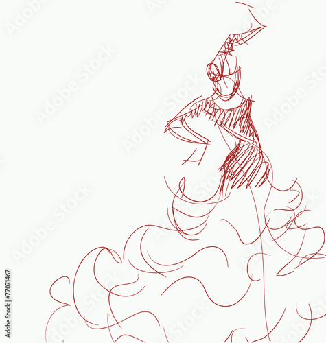 Young passionate woman dancing flamenco
