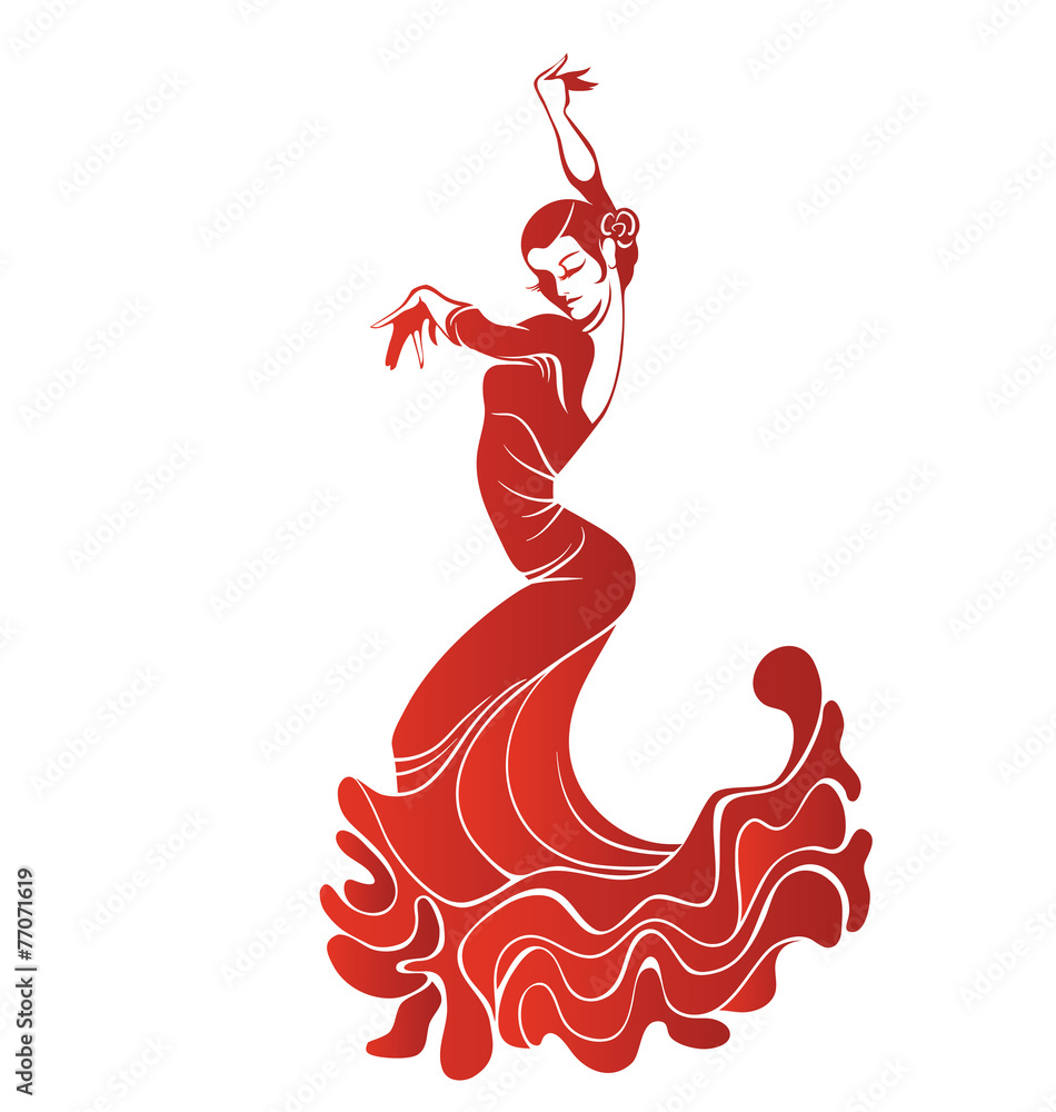 Young passionate woman dancing flamenco - obrazy, fototapety, plakaty 