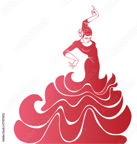 Young passionate woman dancing flamenco