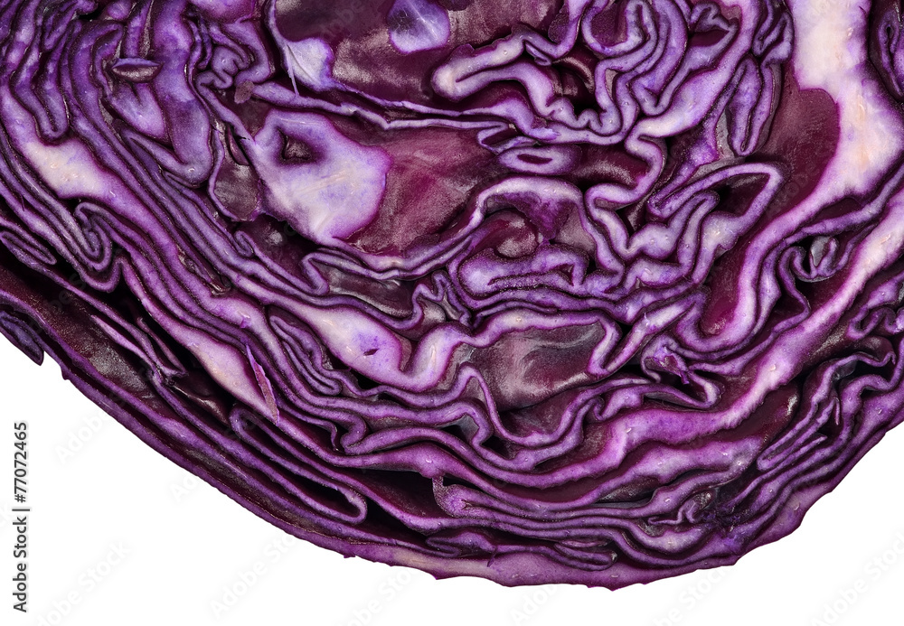 Obraz premium Sliced red cabbage close up on a white