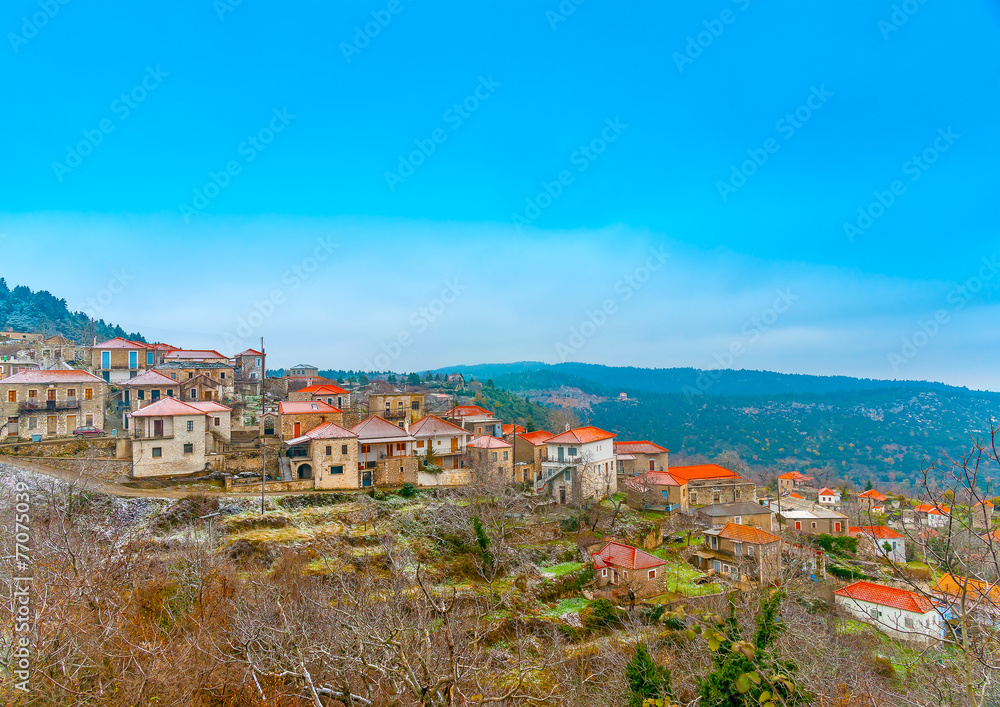 The pictorial Kosmas village in southern Peloponnese in Greece