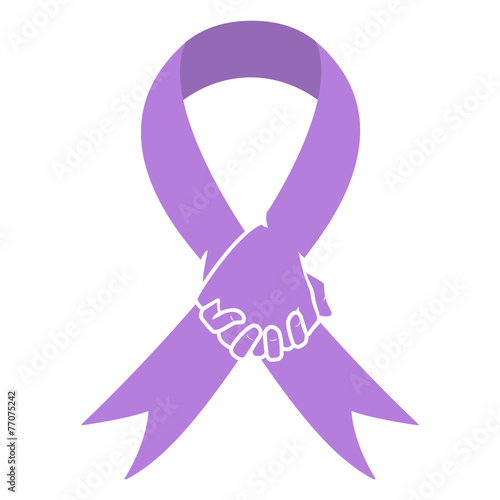 Cancer awareness ribbon, lavender, hands concept