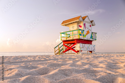 Colorful Lifeguard Tower in South Beach  Miami Beach