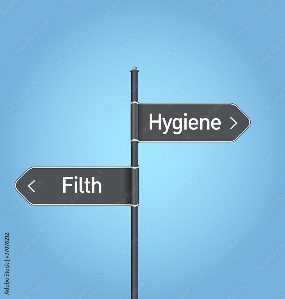 Fototapeta premium Hygiene vs filth choice road sign