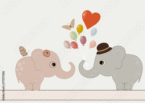 Fototapeta Naklejka Na Ścianę i Meble -  Two cute elephants