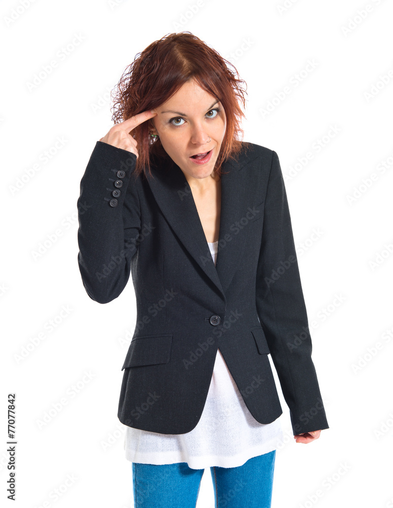 Redhead girl making crazy gesture Redhead girl making crazy gesture