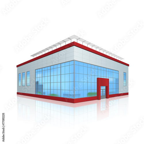 office building and the entrance with reflection