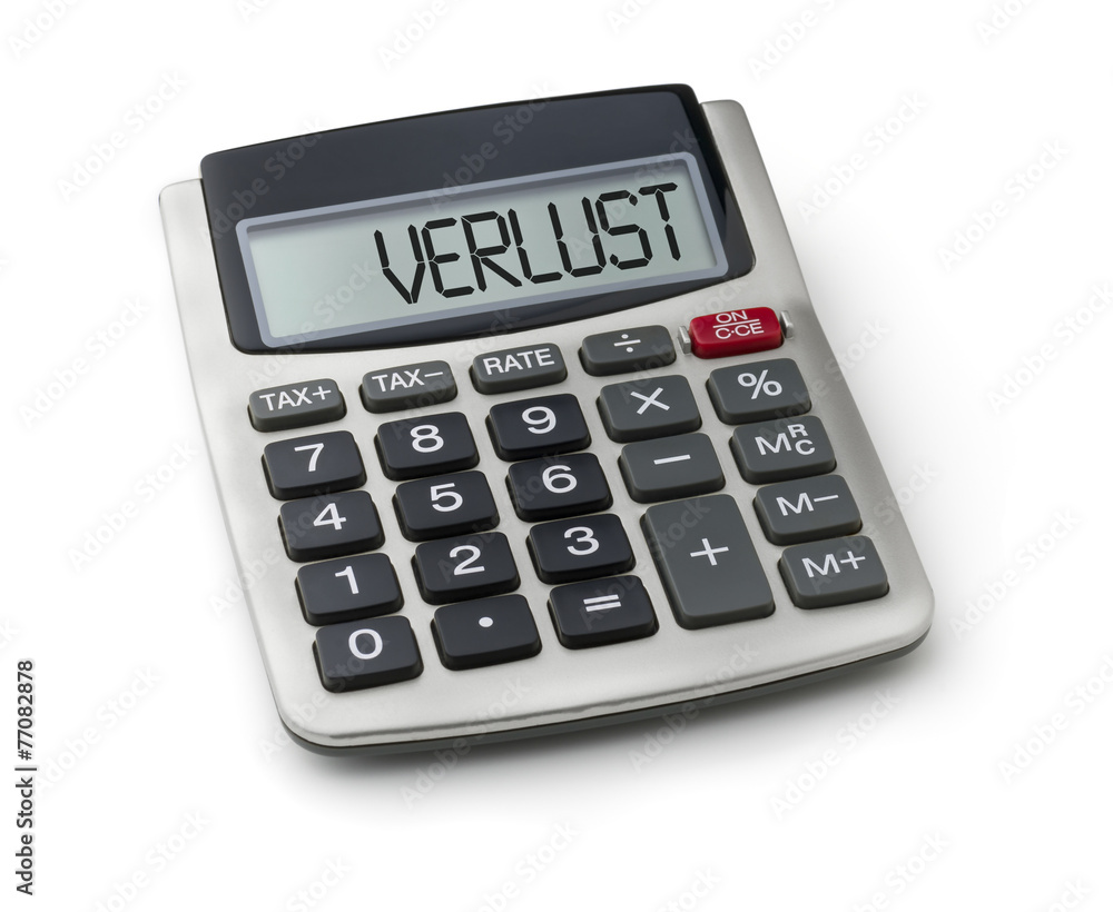 Taschenrechner mit dem Wort Verlust im Display Taschenrechner mit dem Wort Verlust im Display