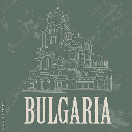 Bulgaria landmarks. Retro styled image