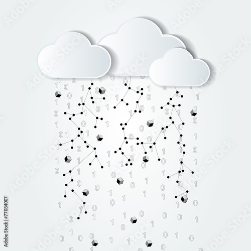 abstract cloud computing black and white illustration