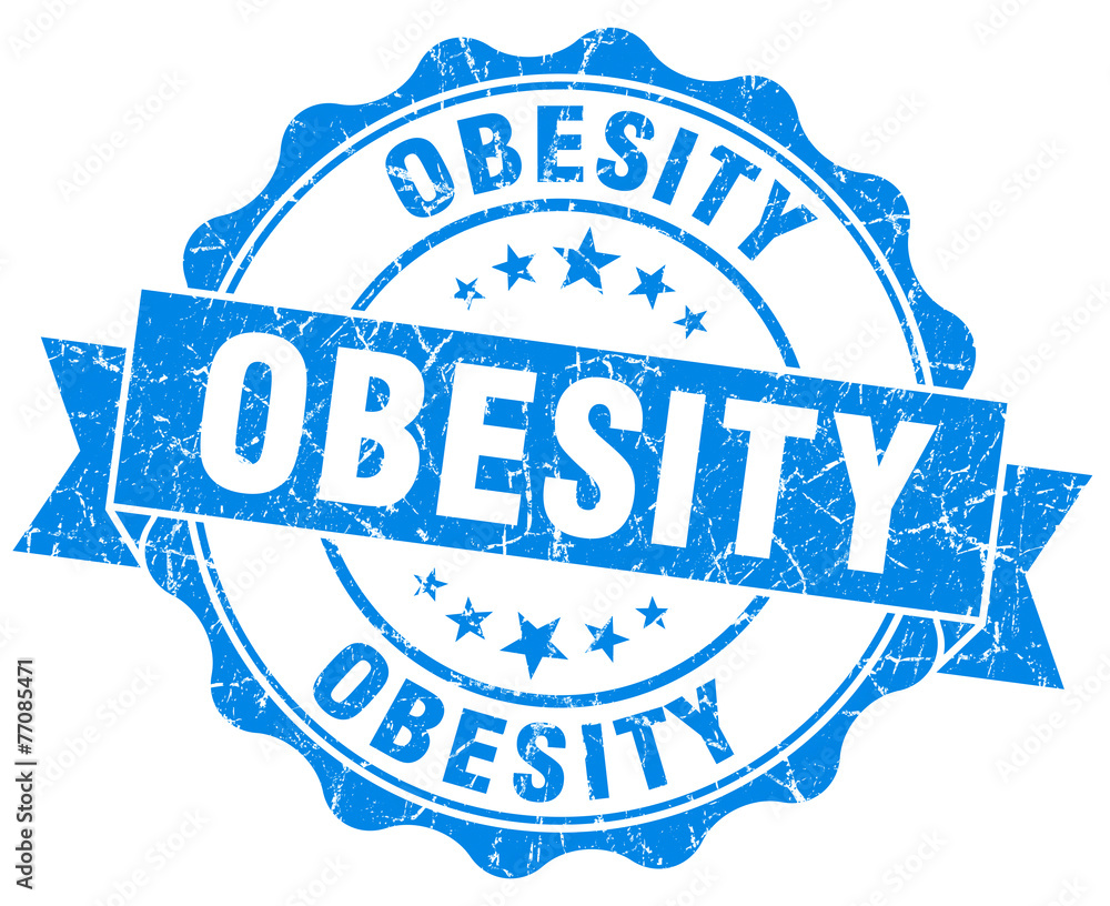 Fototapeta premium obesity blue grunge seal isolated on white