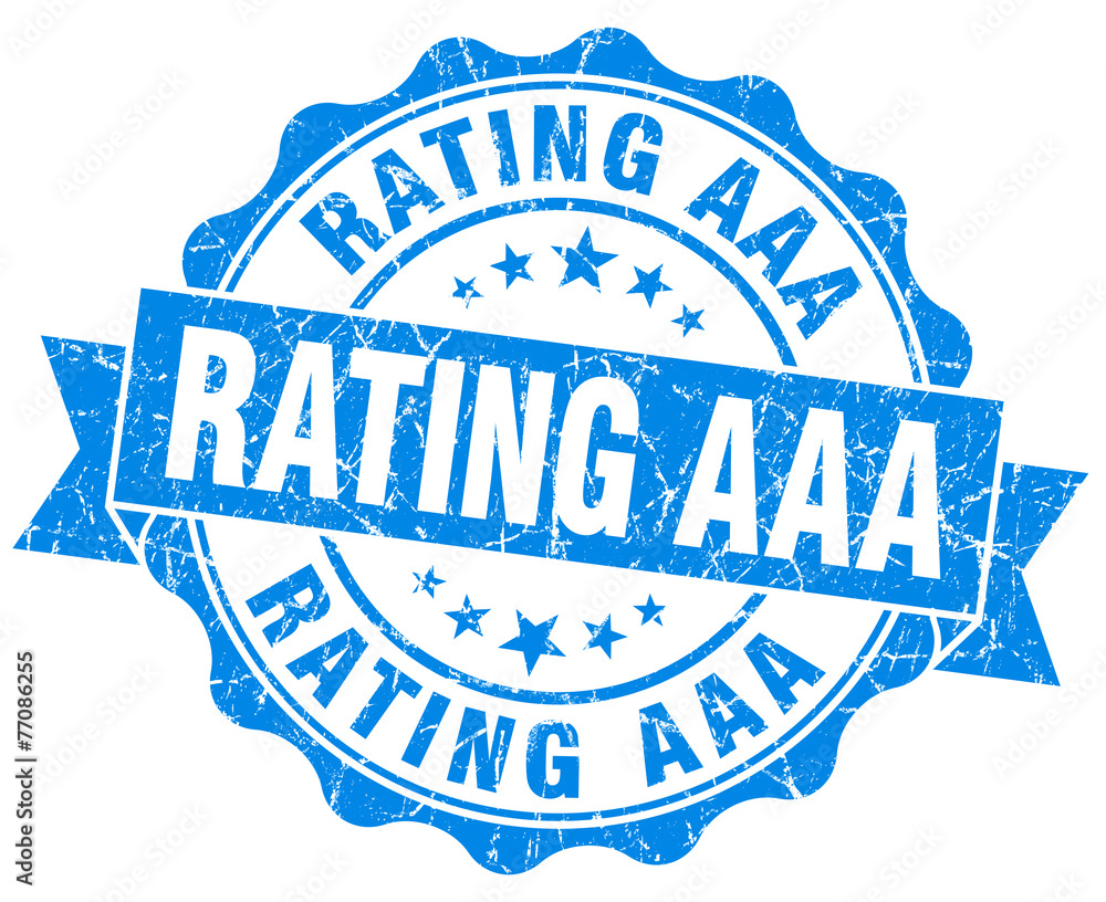 rating aaa blue grunge seal isolated on white