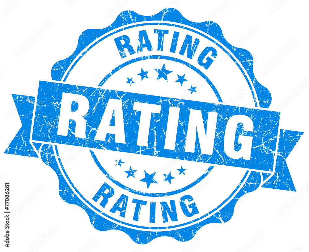 Fototapeta premium rating blue grunge seal isolated on white