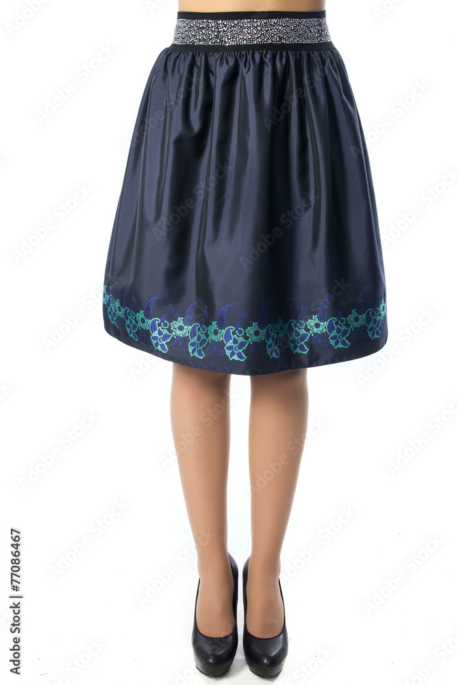 women legs with black shoes on white background women legs with black shoes on white background
