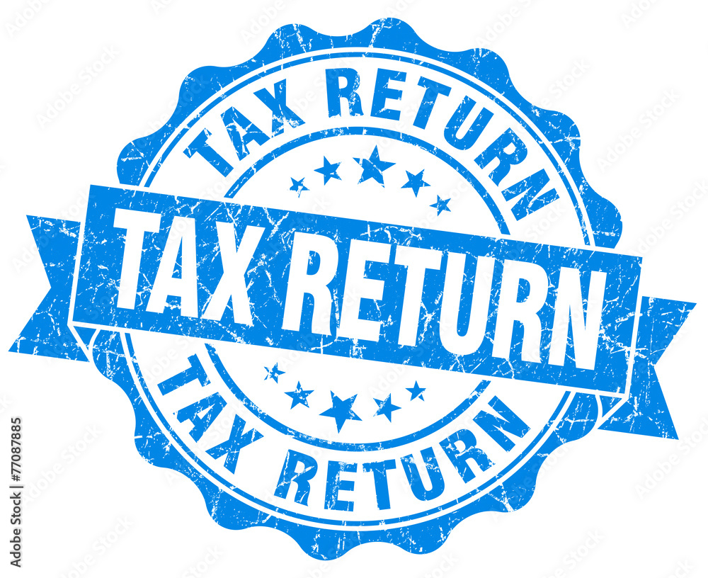Fototapeta premium tax return blue grunge seal isolated on white