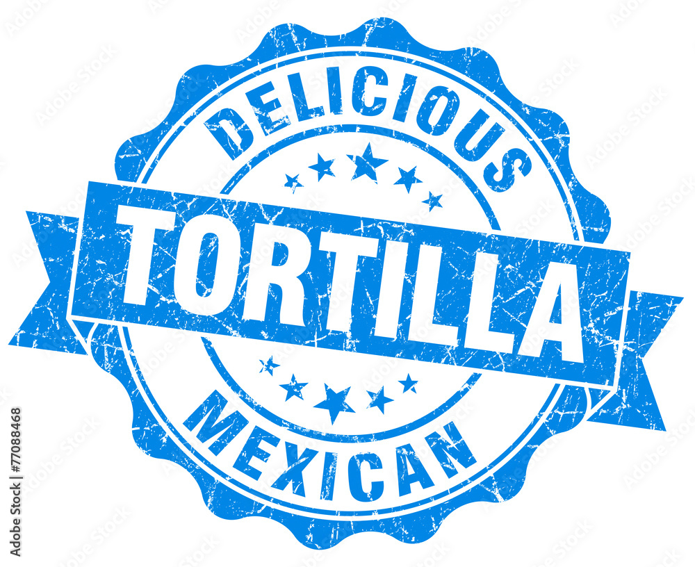 Obraz premium tortilla blue grunge seal isolated on white