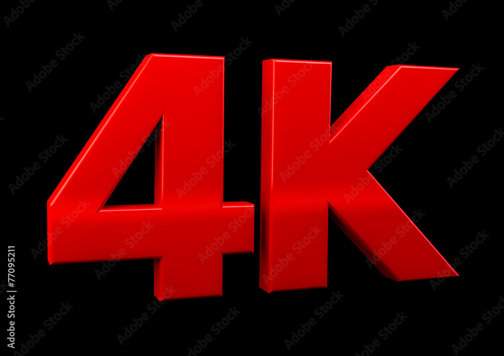 Obraz premium Ultra HD 4k icon. 4K letters on black background