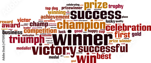 Winner word cloud concept. Vector illustration