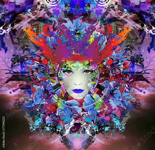 яркий абстрактный фон с дев...