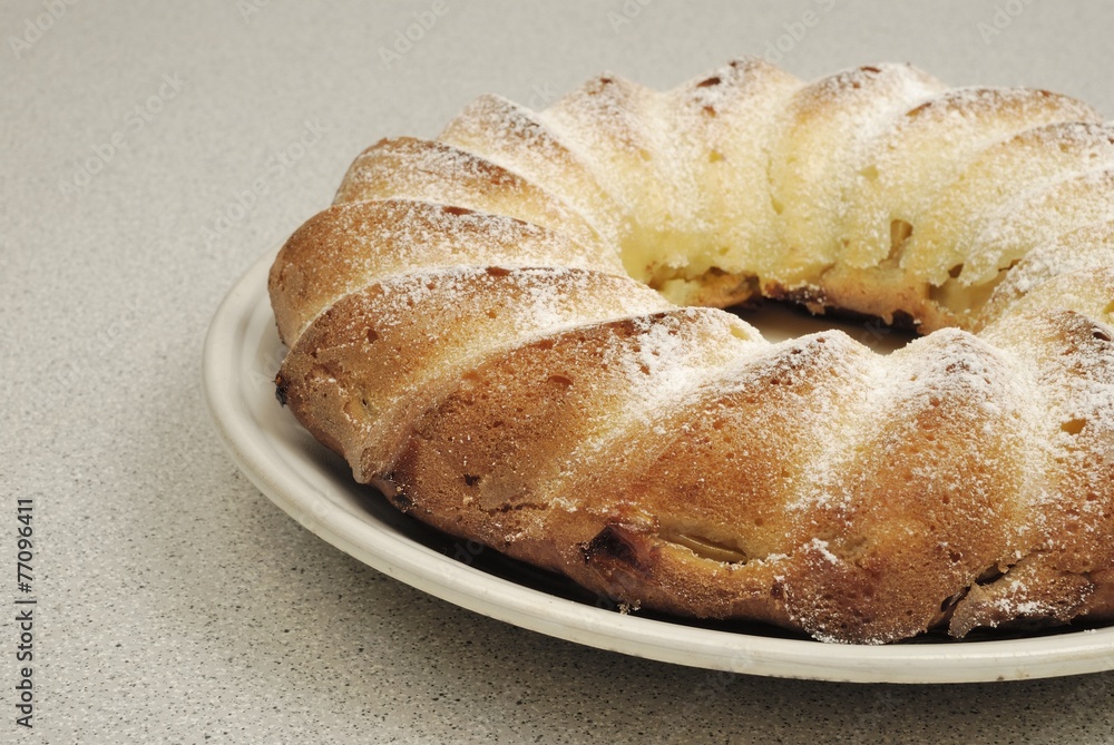 Homemade sweet cake. Apple Pie on plate
